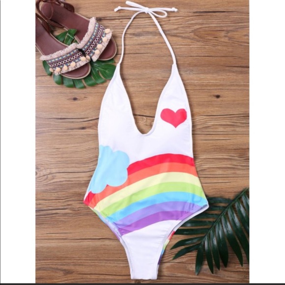 Rainbow print one piece swimsuit - Picture 1 of 4